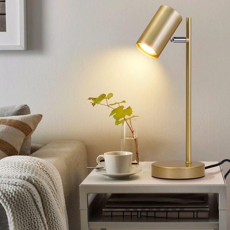 Gbly - Lampe de Chevet Lampe de Table Or - Pivotante 350° GU10 Lampe de Table Table de Chevet Veilleuse en Métal Lampe de Bureau Lampe de Lecture