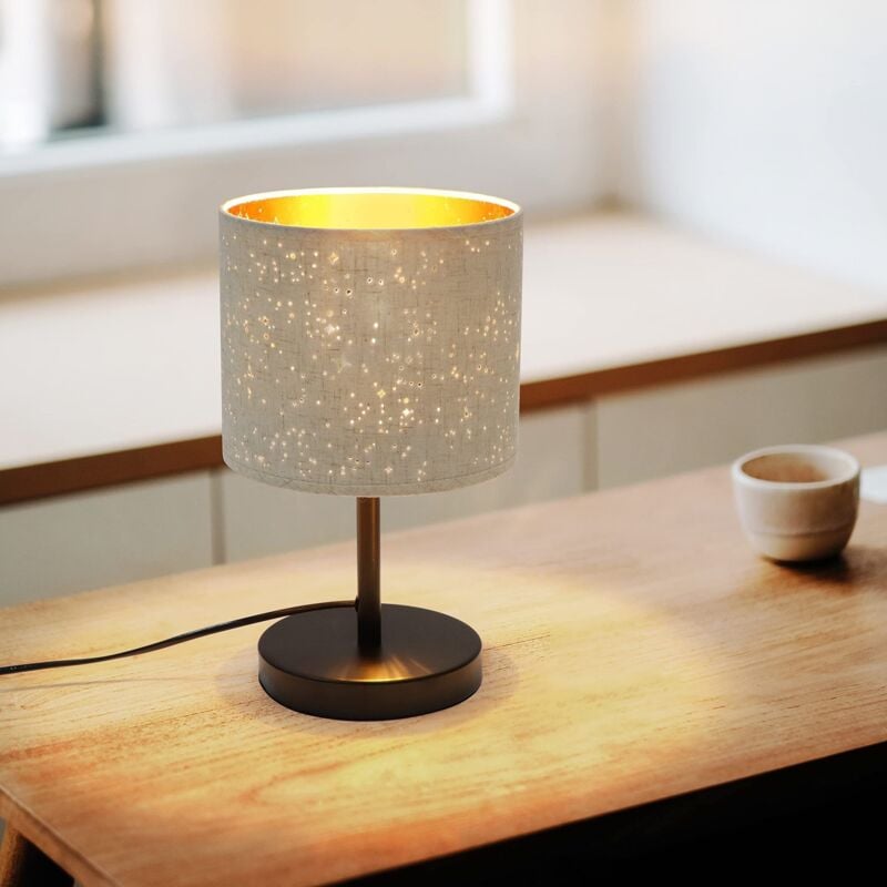 Gbly - Lampe de Chevet Lampe de Table Style Maison de Campagne en Tissu - Douille E27 Lampe de Table Vintage Salon Design étoile Abat-Jour rétro