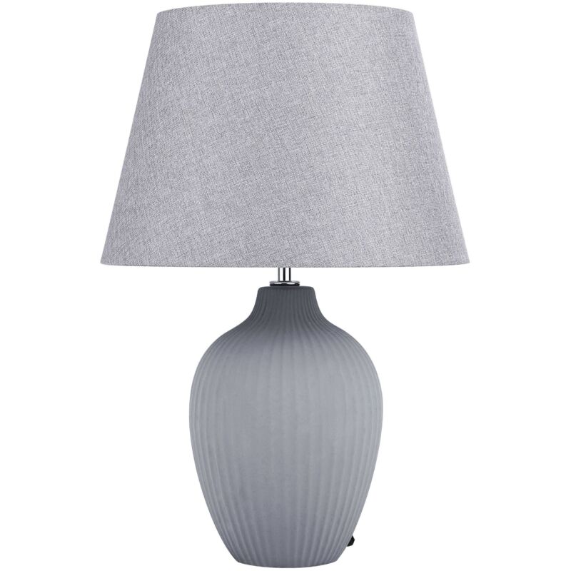 Beliani - Lampe à Poser Lampe de Table Déco Grise en Céramique et Tissu E27 Max 60W Design Intemporel pour Chambre ou Salon Traditionnel Beliani - Lampe à Poser Lampe de Table Déco Grise en Céramique et Tissu E27 Max 60W Design Intemporel pour Chambre ou Salon Traditionnel