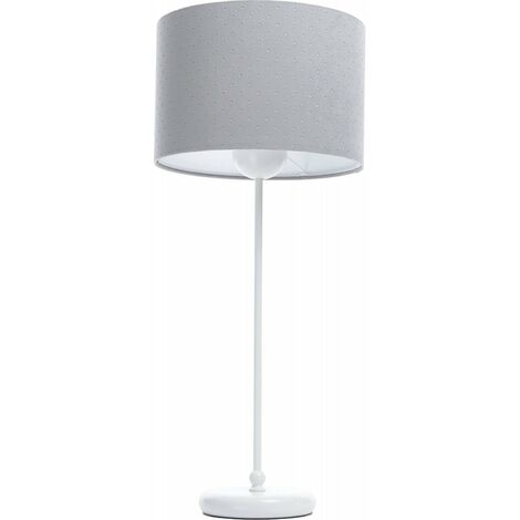 Lampe de chevet Jasmine bebe - Tissu matelassé gris clair, intérieur blanc, pied blanc