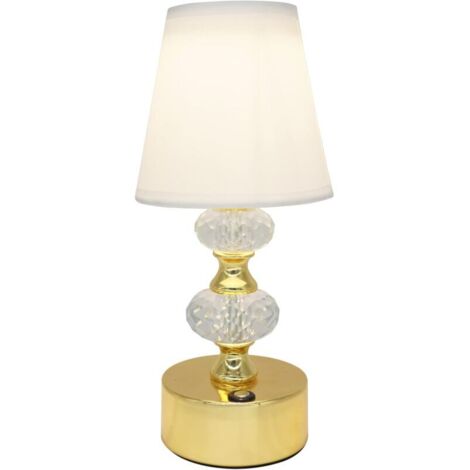 Lampe de chevet, lampe de chevet tactile dimmable 3W, 3000k - 6000k, batterie 2000mah, base avec tapis antidérapant, abat - jour en tissu, or [Classe énergétique a]