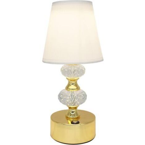 Lampe de chevet, lampe de chevet tactile dimmable 3W, 3000k - 6000k, batterie 2000mah, base avec tapis antidérapant, abat - jour en tissu, or [Classe énergétique a]