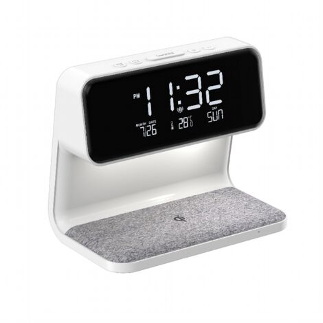 Lampe de chevet Lampe de chevet Veilleuse avec réveil Lampe de chevet à intensité variable avec chargeur sans fil pour chambre salon bureau