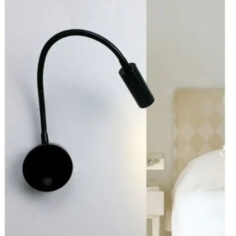 Lampe de chevet LED 3W à col de cygne, lampe de lecture LED flexible (noire), applique murale LED avec interrupteur, blanc chaud 3000K, style moderne