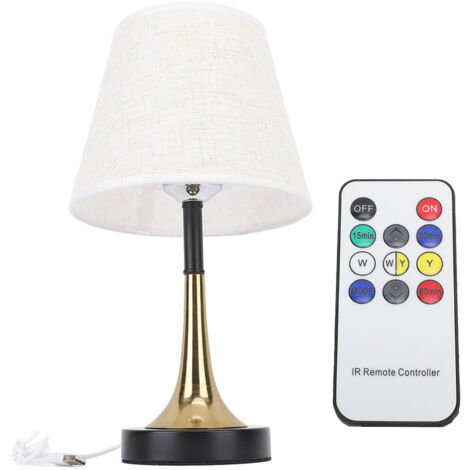 Lampe de chevet LED 3W avec variateur de lumière et télécommande, abat-jour en lin gris, 3 températures de couleur, minuterie d'extinction automatique.