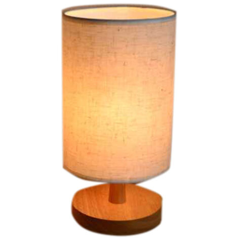 Lampe de chevet LED en bois massif, abat-jour moderne, interrupteur à bouton pour chambre d'hôtel, avec ampoule LED incluse, forme ronde, branchement par prise.