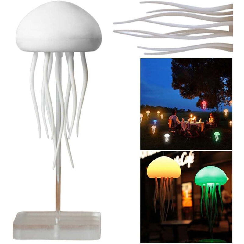 Lampe de chevet led en forme de méduse, dégradé rvb, à suspendre, à commande vocale