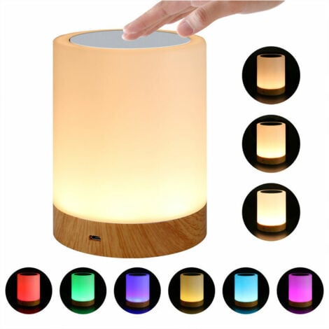 VOLAVO Lampe de Chevet LED Intelligente FlkwoH avec 3 Niveaux de Luminosité, Lumière Ambiante Multicolore, Minuterie et Commande Tactile-INHHUB