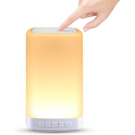 Lampe de chevet LED , intensité tactile, veilleuse LED avec 3 effets de lumière chaude, modes de gradation et 7 couleurs à changer, rechargeable par USB, Peut se connecter à Bluetooth-Fei Yu