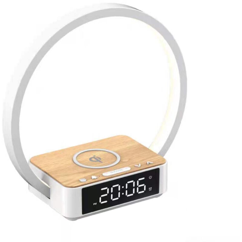 Fitags - Lampe de Chevet led, Lampe de bureau Lampe de Nuit 3 Niveaux de Luminosite et Chargeur Sans Fil Lampe de L'horloge Lampe de Reveil et