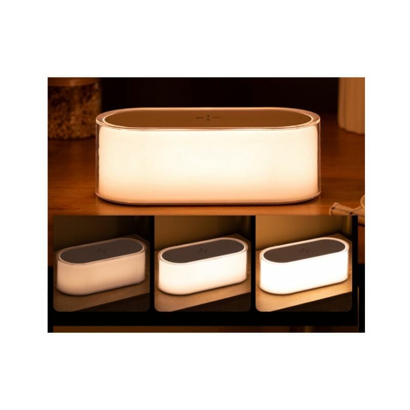 Lampe de Chevet led, Lampe de bureau Lampe de Nuit 7 Niveaux de Luminosite et Chargeur Sans Fil Lampe de L'horloge Lampe de Reveil et Tactile