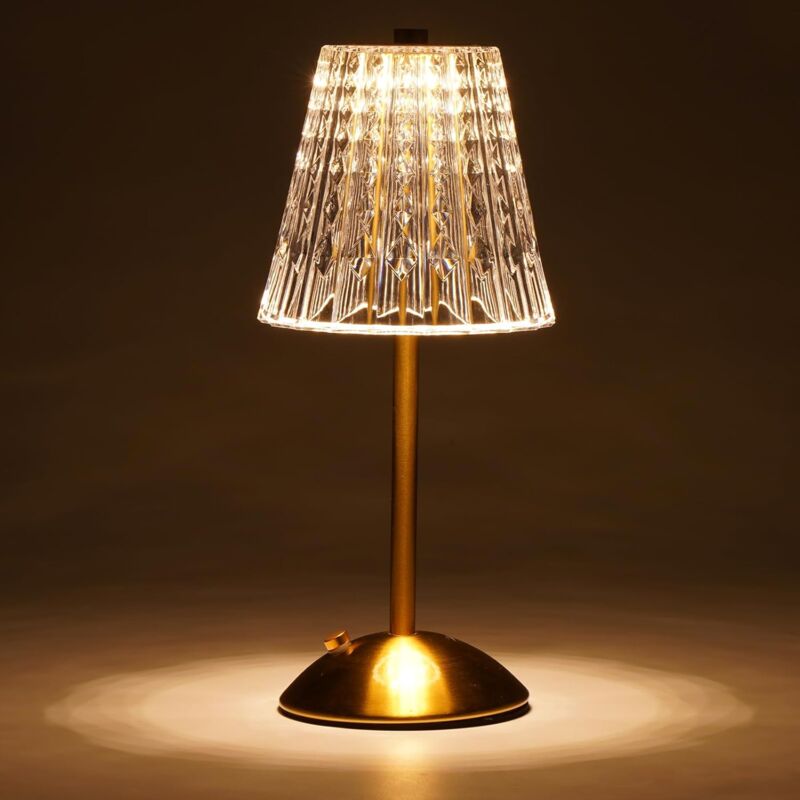 Lampe de chevet LED Moderne en Or, 3W Tactile et Dimmable avec Éclairage 3000K/4500K/6500K, USB Rechargeable et Portable pour Chambre Salon Salle à