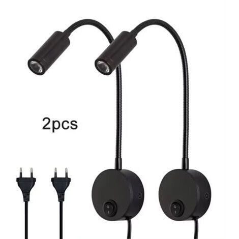 Lampe de chevet LED noire, 2 pièces, 3W, 110-240V, 4000K, travail en Machine, lecture, appliques murales