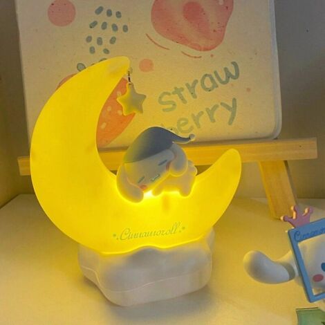 Lampe de chevet LED Sanrio Lune, Kuromi Cinnamonroll, accessoire kawaii, décoration pour chambre à coucher