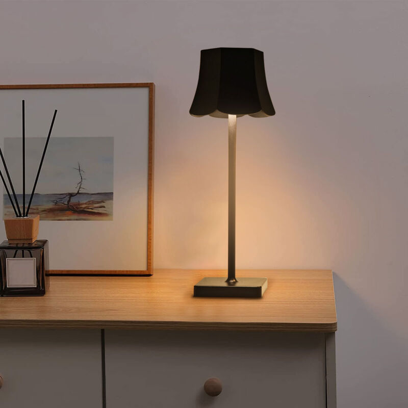 Hauss Spole - Lampe de chevet led sans fil rechargeable, lumière portative usb, mini petite lampe de table, metal, Noir
