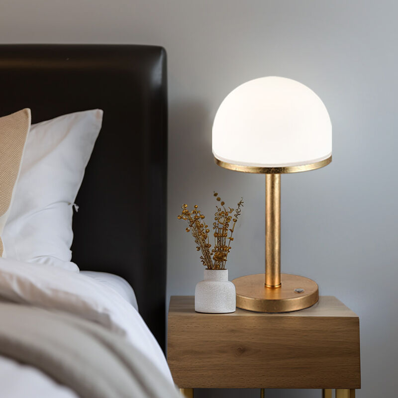 Etc-shop - Lampe de chevet led variateur tactile lampe de table dorée lampe de chambre lampe de lecture salon, métal verre blanc, 4,5W 450lm blanc