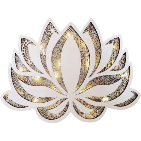 Lampe de Chevet LED Veilleuse Murale Lotus Mandala en Acrylique Plat, Lumière D’Ambiance Décorative pour Salon, Bureau et Chambre, Éclairage Doux et Chaleureux