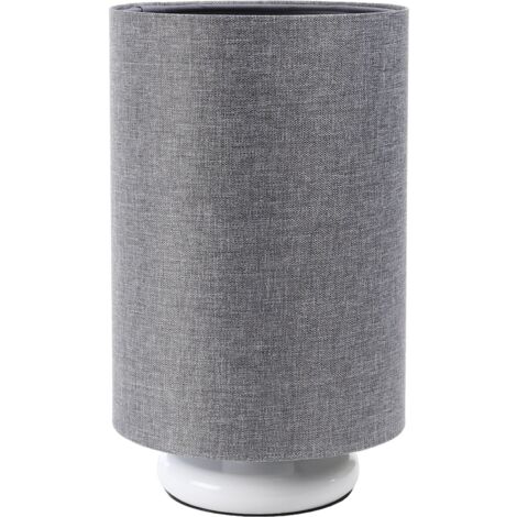 Lampe de chevet Marengo - Tissu graphite gris anthracite, intérieur noir, pietement blanc