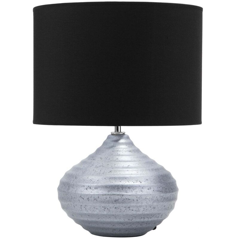 Lampe de Table Chevet en Céramique Argentée avec Abat-jour Noir E27 Max 60W Design Élégant et Tendance pour Salon ou Chambre Glamour et Chic Beliani Lampe de Table Chevet en Céramique Argentée avec Abat-jour Noir E27 Max 60W Design Élégant et Tendance pour Salon ou Chambre Glamour et Chic Beliani
