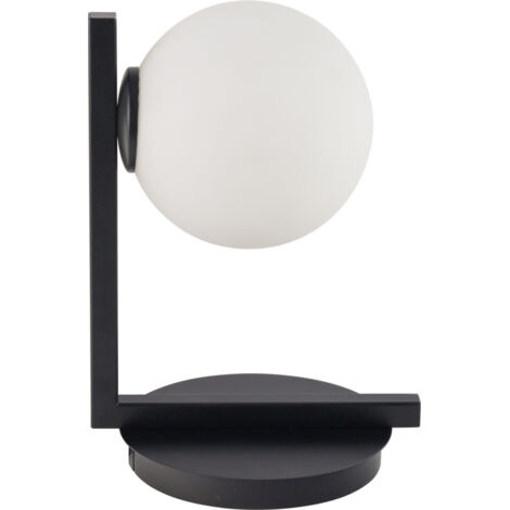 Lampe de chevet moderne noire globe blanc Andy G9 12W
