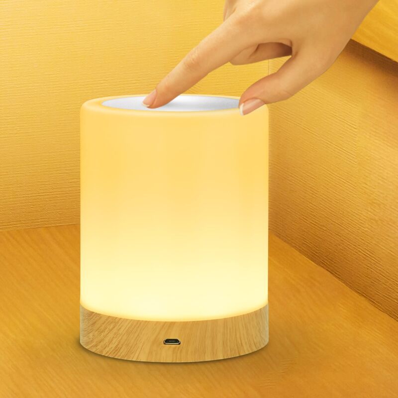 Lampe de Chevet Multicolore avec 13 Couleurs, Veilleuse Enfant USB Rechargeable, Tactile et Télécommande Luminosité Ajustable RGB Dimmable Lampe Nuit