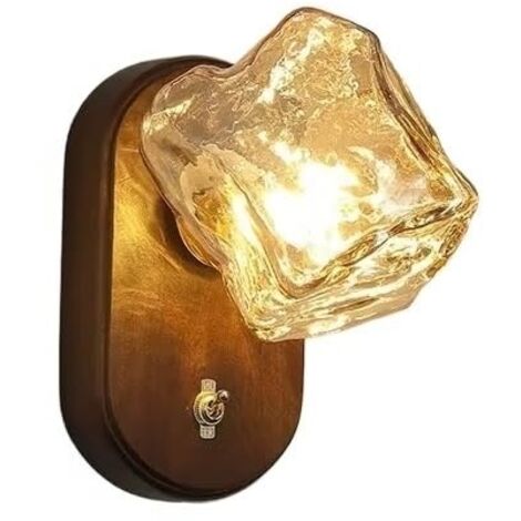Lampe de chevet murale vintage en bois de noyer, lampe en verre, style moderne