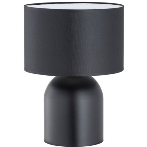Lampe de chevet noire abat-jour blanc E27 15W Aspen Emibig
