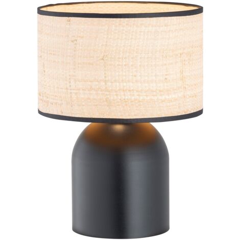 Lampe de chevet noire abat-jour crème E27 15W Emibig