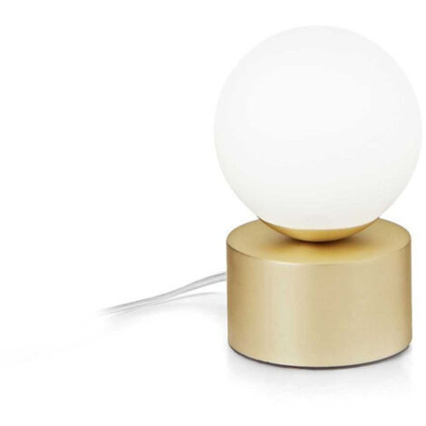 Lampe De Chevet Perle En Verre Blanc Depoli Et Laiton Satiné