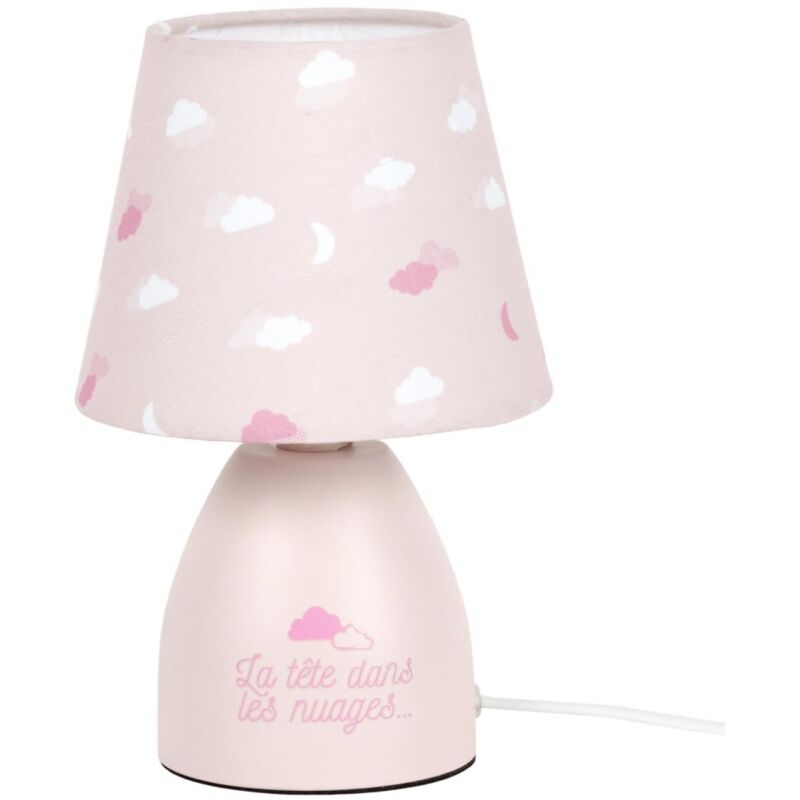 Lampe de chevet pour enfant rose motif nuage