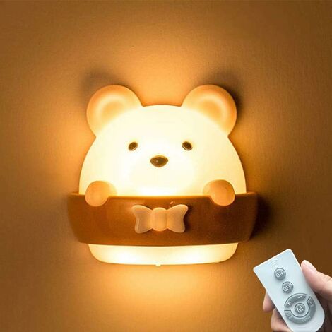 Veilleuse bébé ours sans fil touch LED Silicone Blanc H19CM TEDDY