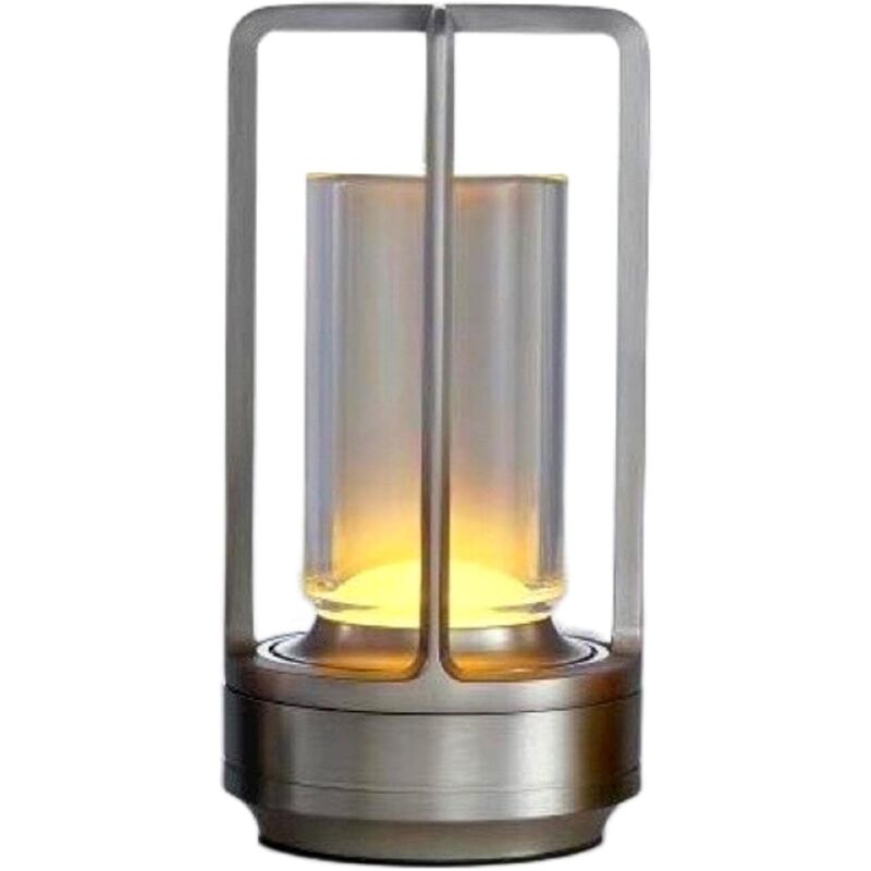 Shmshng - Lampe de chevet rechargeable avec télécommande rvb, style japonais, Ambientec Touch, 2600 mAh, argent