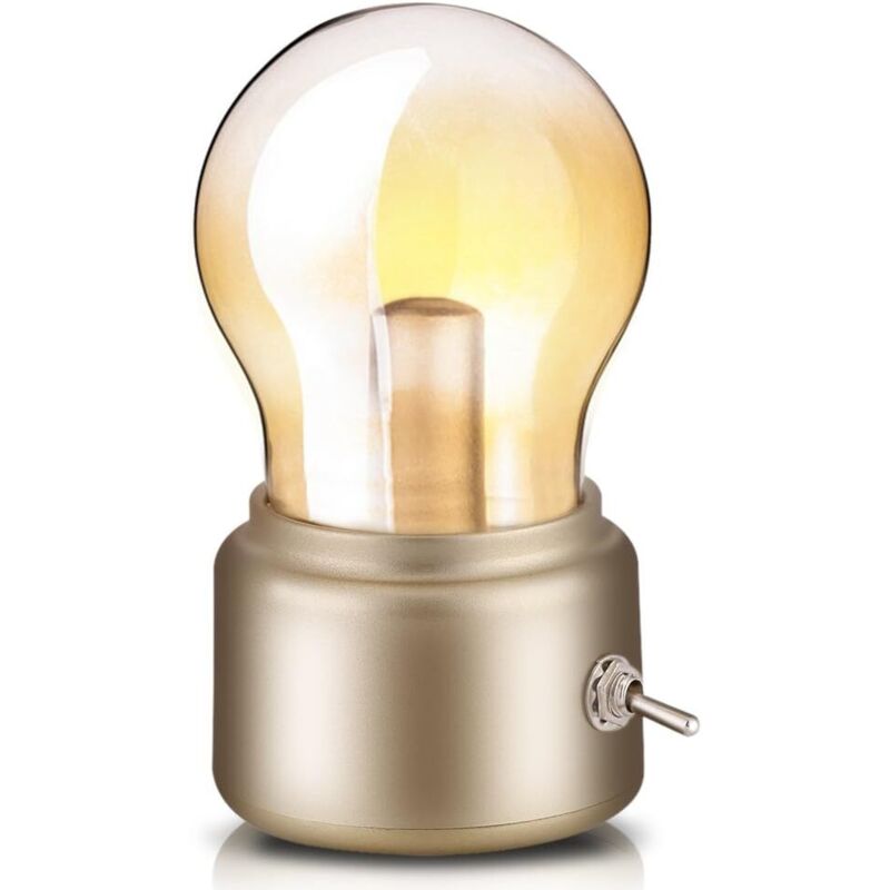 Lampe de Chevet Rétro Ampoule, USB Rechargeable LED Night Light Mini Lampe de Chevet lampe