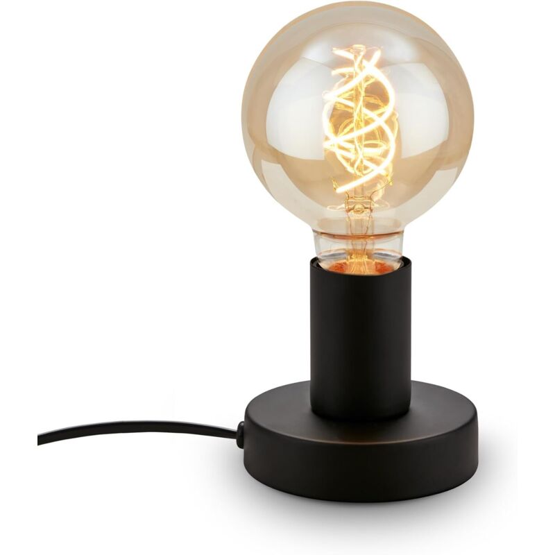 Lampe de chevet rétro avec interrupteur à câble, douille E27, max. 10 watts, lampe de table vintage, lampe de bureau, lampe de chevet, liseuse, 10x9