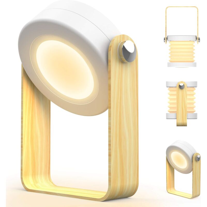 Jusch - Lampe de chevet san fil, Touch led à intensité variable Lampe de Bureau vintage, luminosité lampe table portable pliable tactile
