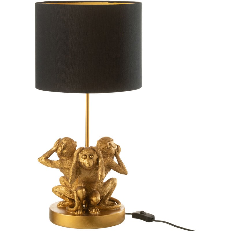 Les Tendances - Lampe Singes de la sagesse en résine dorée 53 cm