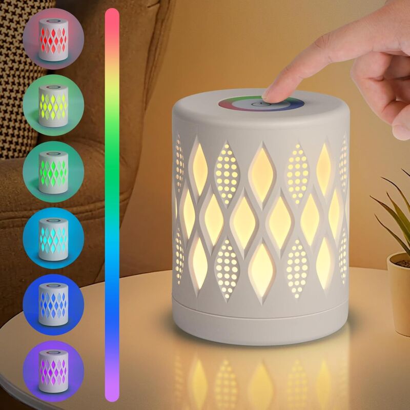 Lampe de Chevet Tactile Dimmable, Veilleuse Enfant avec Lumière Chaude et 256 Couleur RVB Changeantes, Lampe de Table Rechargeable USB Pour Chambre