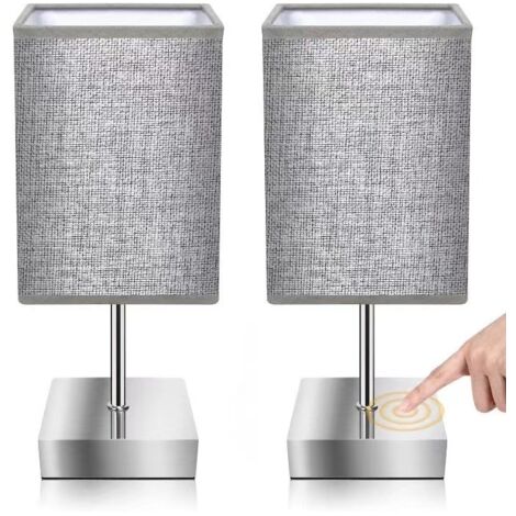 Lampe de chevet tactile, lampe de table tactile à intensité variable, 3 niveaux de luminosité, avec 2 ampoules E27 aléatoires (2 pièces)