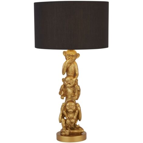 Lampe de chevet tissu E27 ronde D : 28 cm 51,5 cm haut en or noir lampe de table moderne