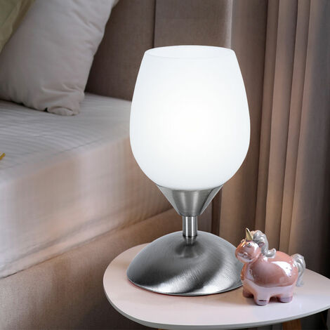 Lampe de chevet Touch dimmable Lampe de chevet Touch lamp dimmable Moderne, blanc argenté, métal, 1x douille E14, DxH 11x19,5 cm