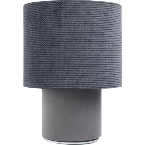 Lampe de chevet Twist - Lampe en velours structurel gris et pied lisse gris
