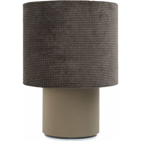 Lampe de chevet Twist - Lampe en velours structurel marron taupe et pied lisse marron
