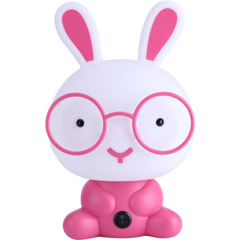 Lampe de chevet/veilleuse en forme de lapin Catton mignon, pour table ou bureau, chambre à coucher (rose), décoration intérieure, cadeau