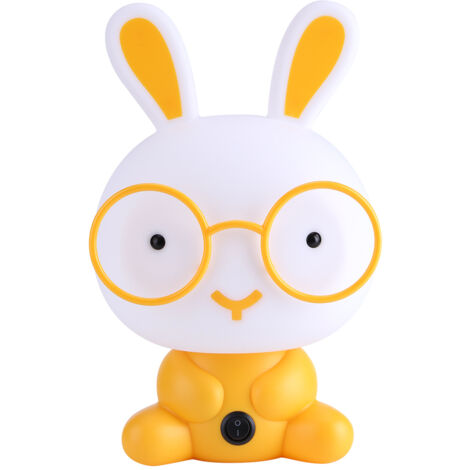 Lampe de chevet/veilleuse en forme de lapin mignon en chat (jaune), pour table ou bureau, chambre à coucher, décoration intérieure, cadeau
