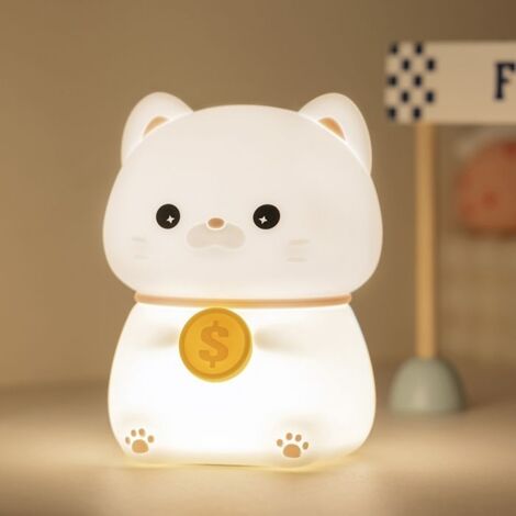 Lampe de chevet Veilleuse LED en silicone par USB pour enfants, mini lampe de nuit chat, cadeau de vacances pour enfants