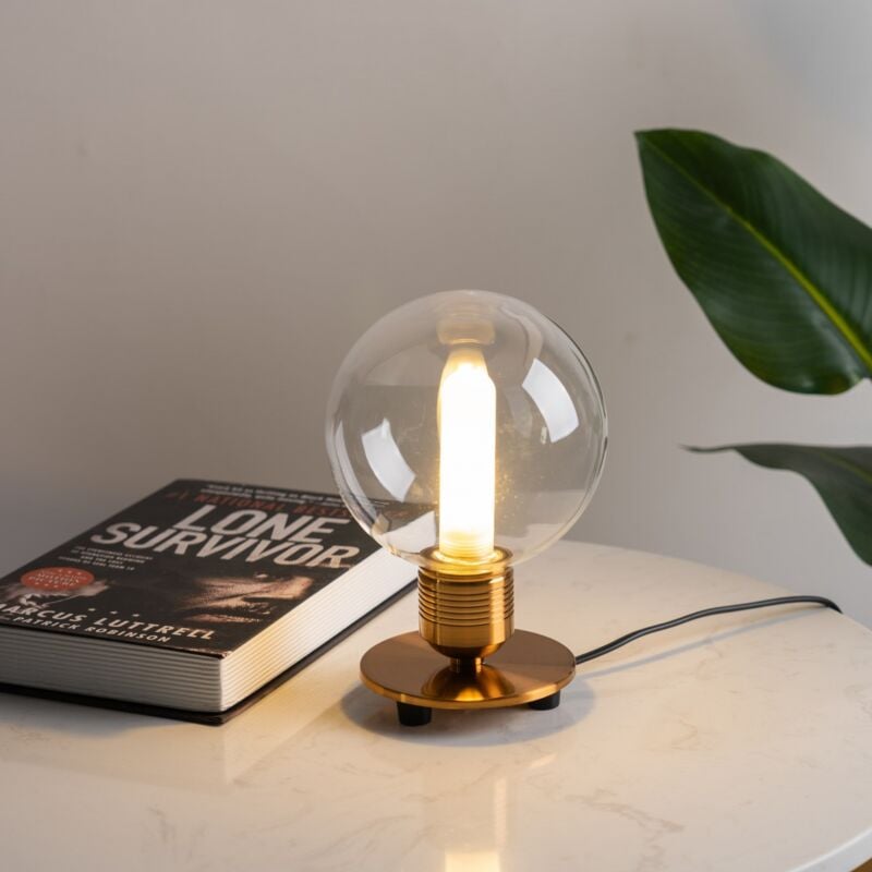 Kosilum - Lampe de chevet vintage dorée en verre - Giani