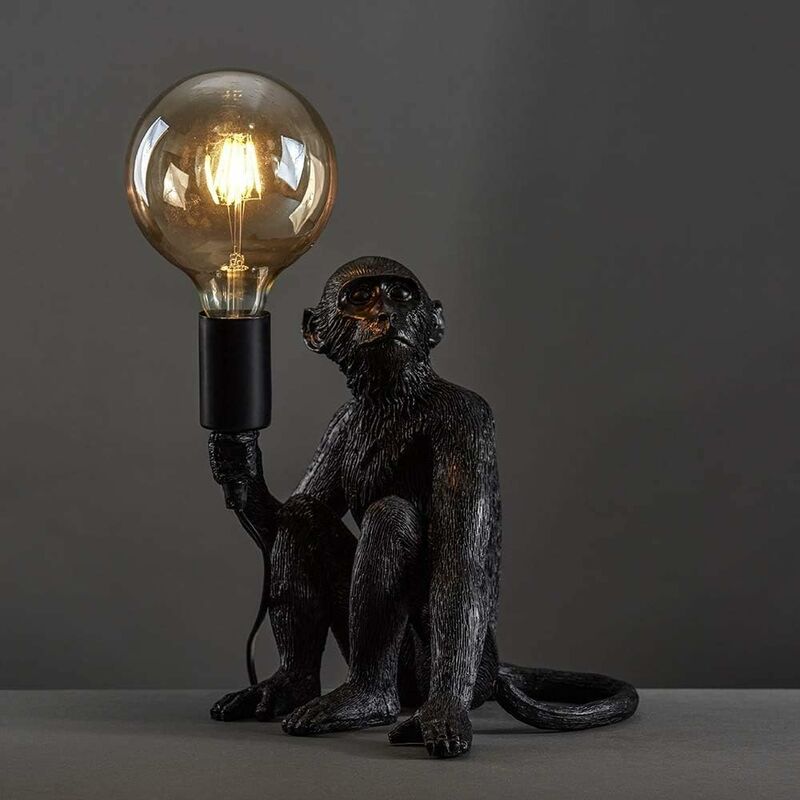 Lampe de chevet vintage en forme de singe peint pour chambre à coucher, salon, balcon, club, h?tel, loft (noir) [Classe énergétique A++]