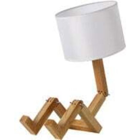 Lampe de chevetLampe de Bureau Robot en Bois Massif Lampe de Bureau Pliante-Avec Ampoule 5W Lumière Chaude
