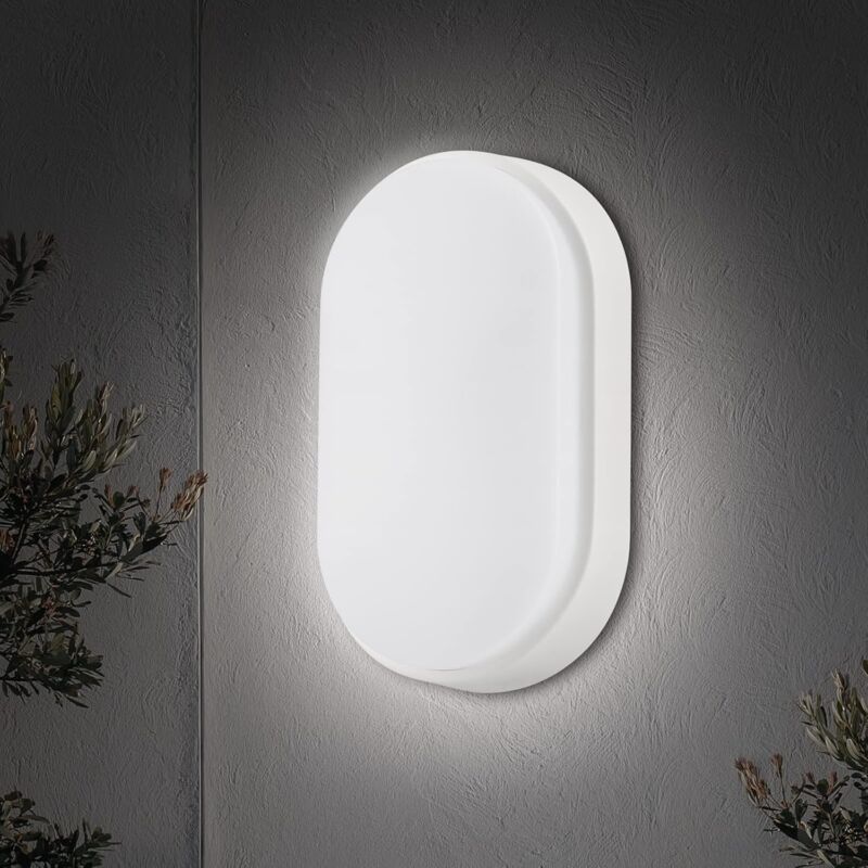Lampe de cloison led elliptique Plafonnier Applique Éclairage Luminaire, 15W 4000K 700LM IP54, Pour l'Intérieur et l'Extérieur u2013 Blanc