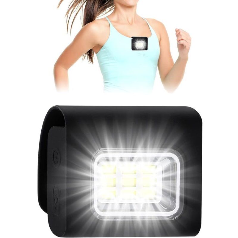 Lampe de Course à Pied, Eclairage de Poitrine pour Course, USB Rechargeable LED Lampe de Poitrine Mini veilleuse à LED avec 4 modes d'éclairage Lampe